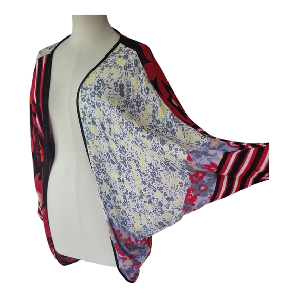 Anna & Ava Multicolor Open Front Kimono Cardigan OS Viscose - Picture 4 of 9